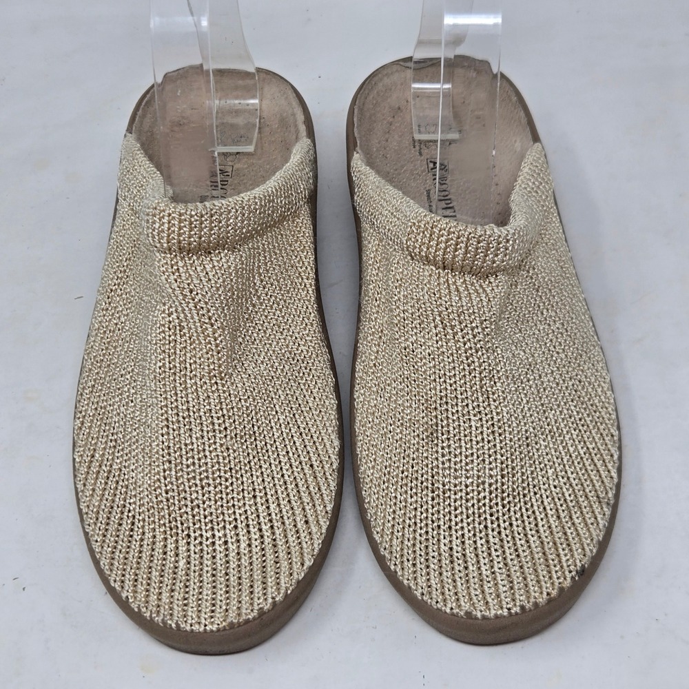 Arcopedico Knit Mules Champagne Gold Beige Stretch Slip On Shoes Womens 40 9-9.5 - Picture 2 of 9